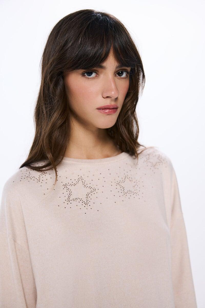 Cortefiel Camiseta Estrellas Tachas Cristales