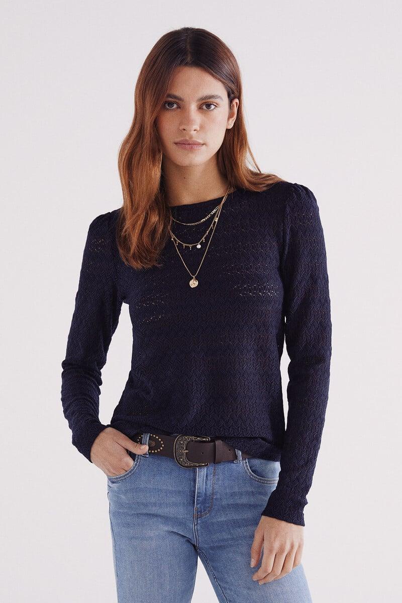 Cortefiel Camiseta estructura crochet