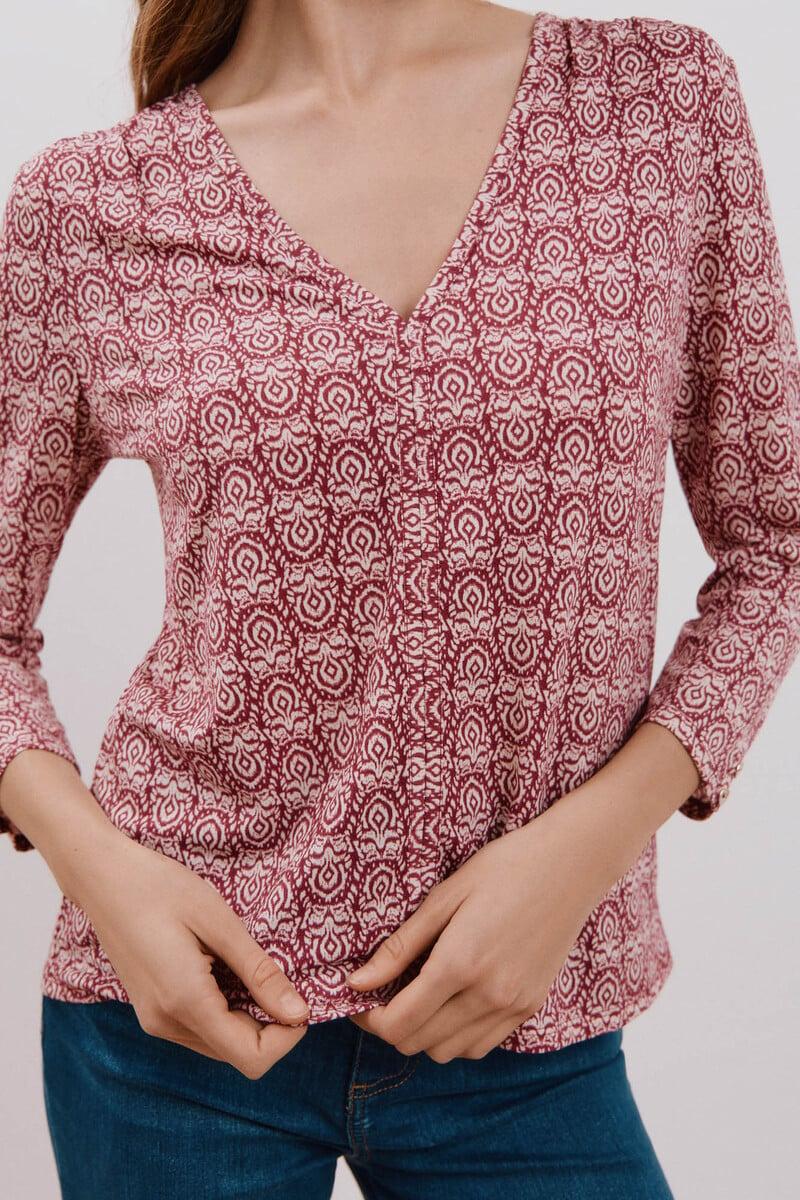 Cortefiel Camiseta Fluida Escote Pico