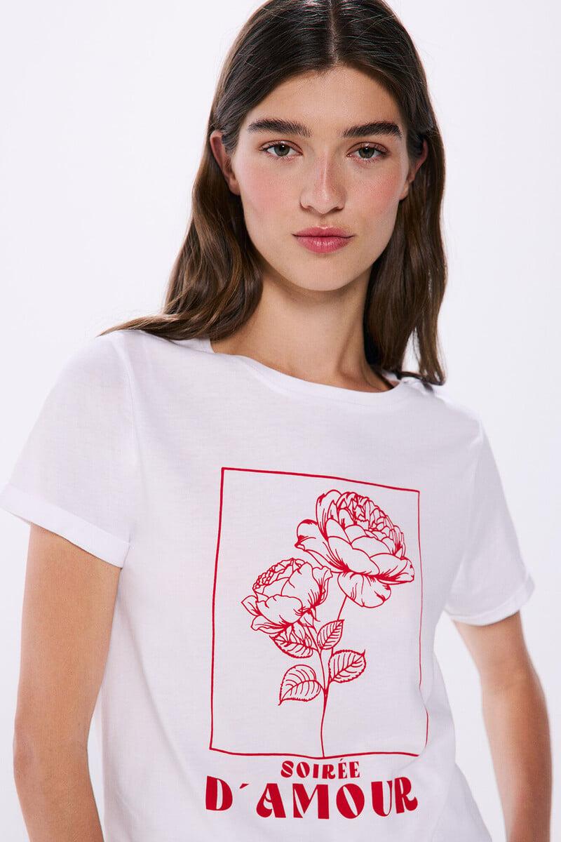 Cortefiel Camiseta Gráfica Algodón Manga Vuelta