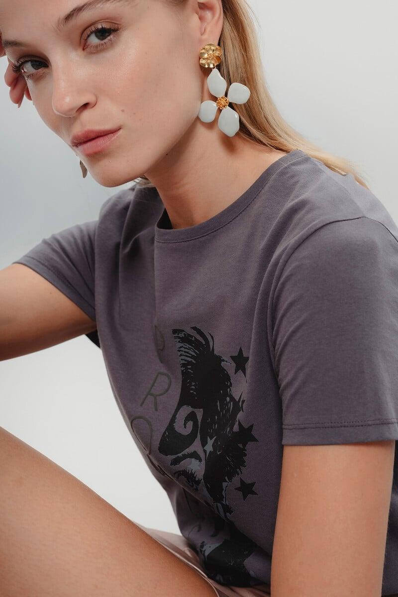 Cortefiel Camiseta Gris Ilustrada Promesas
