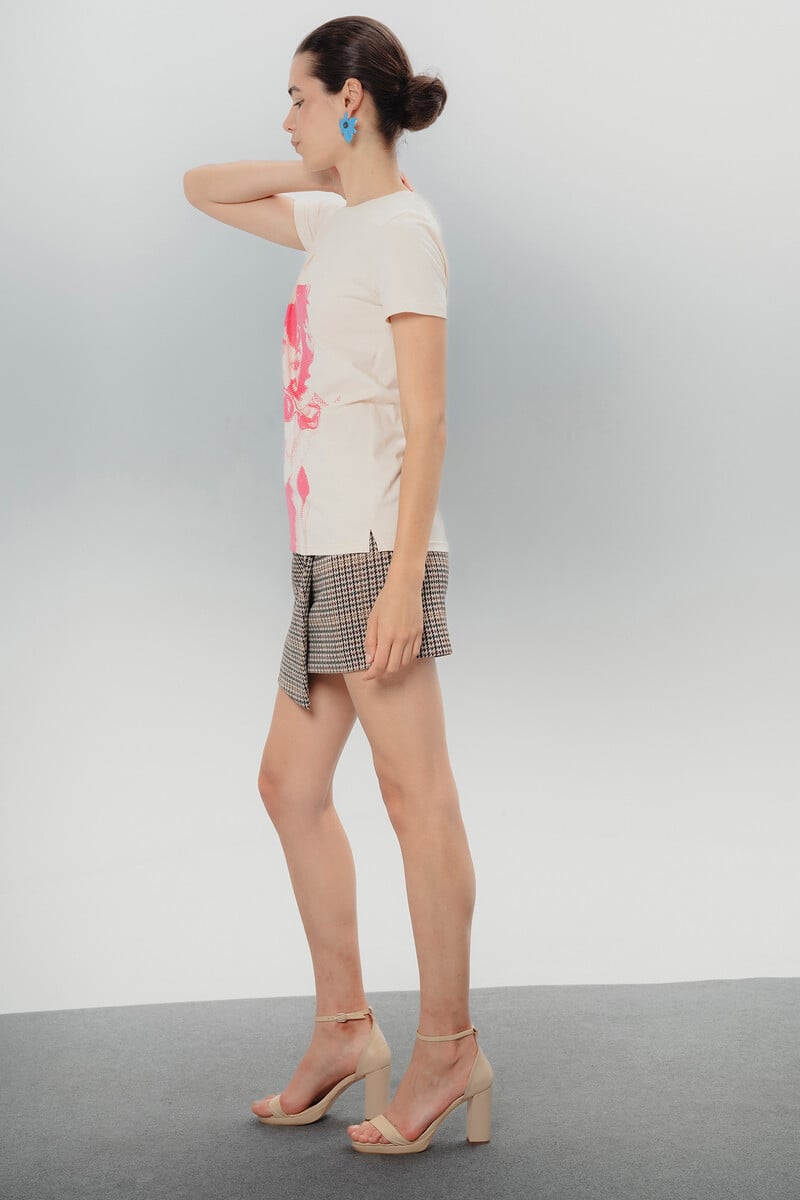 Cortefiel Camiseta Ilustrada Beige Dolores