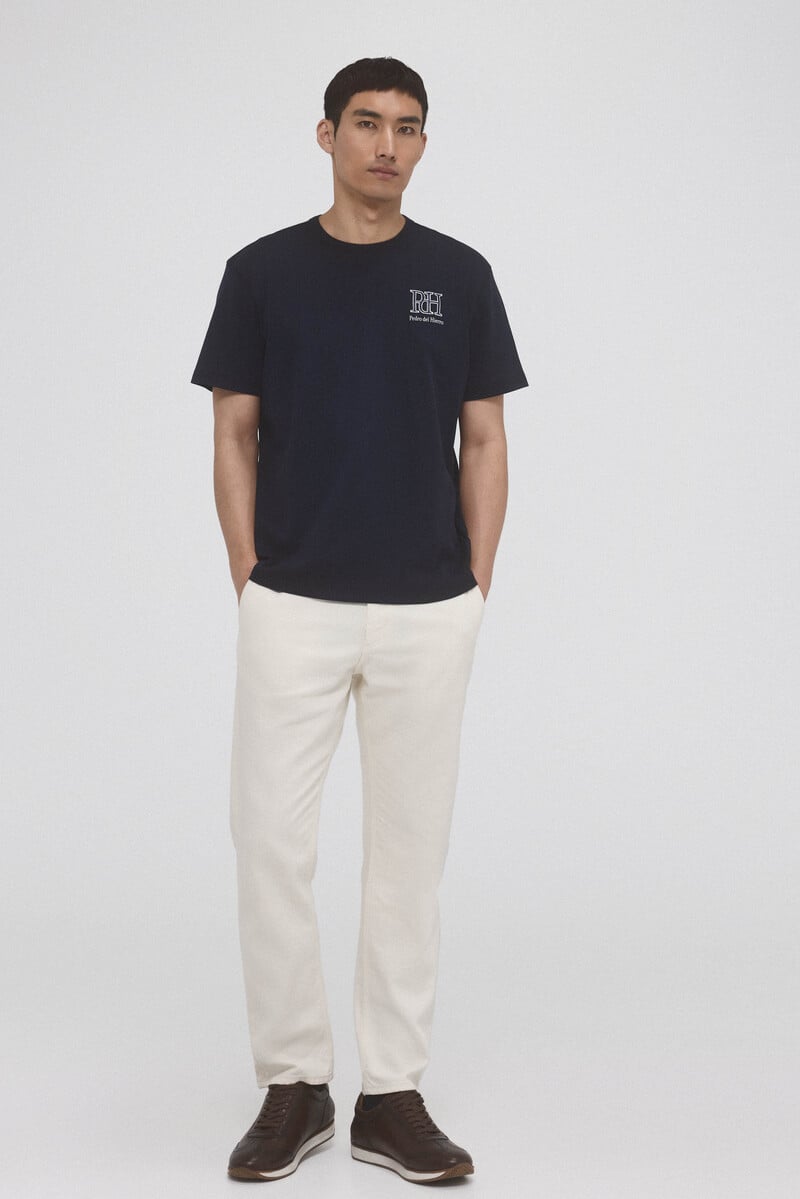 Cortefiel Camiseta Lisa Logo Bordado