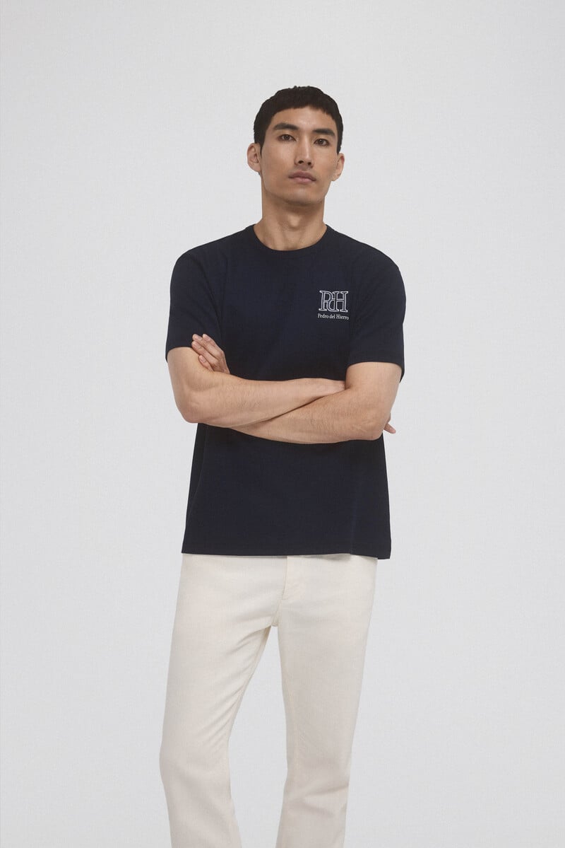 Cortefiel Camiseta Lisa Logo Bordado