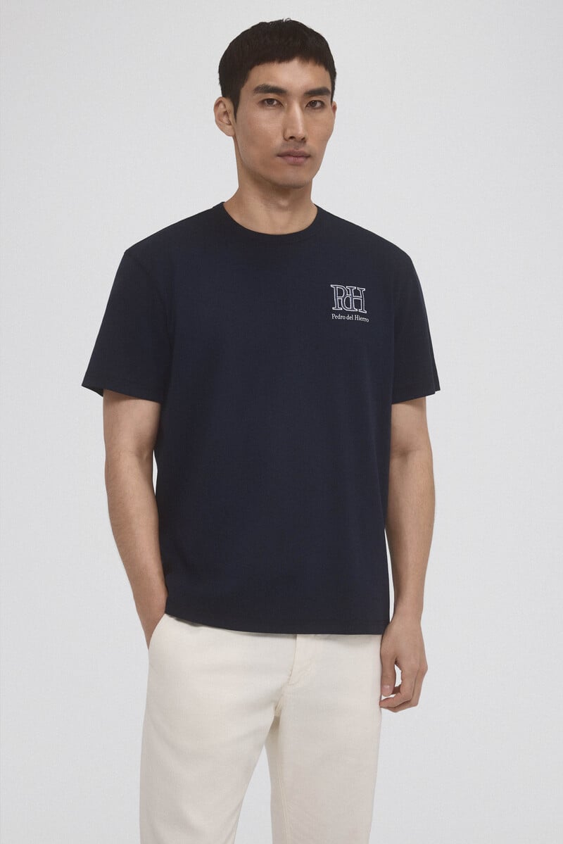 Cortefiel Camiseta lisa logo bordado