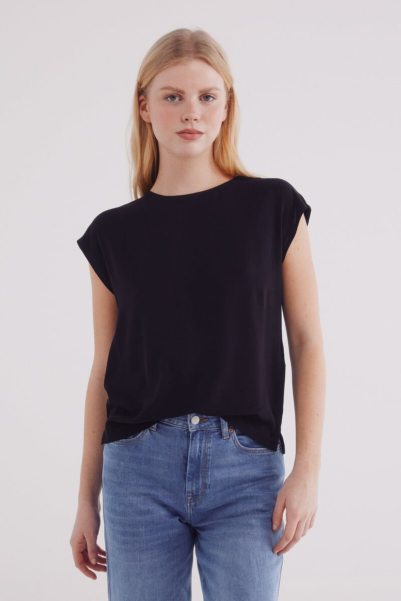 Cortefiel Camiseta lisa viscosa
