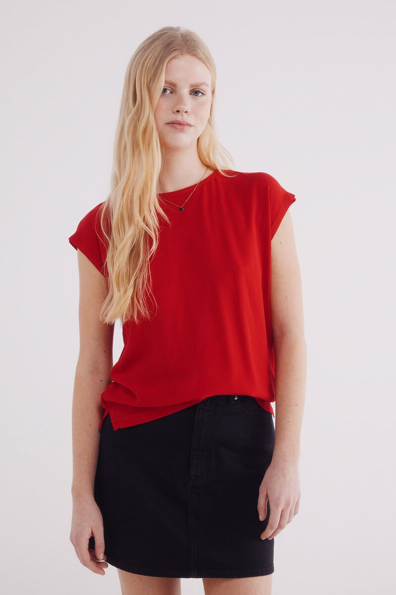 Cortefiel Camiseta lisa viscosa