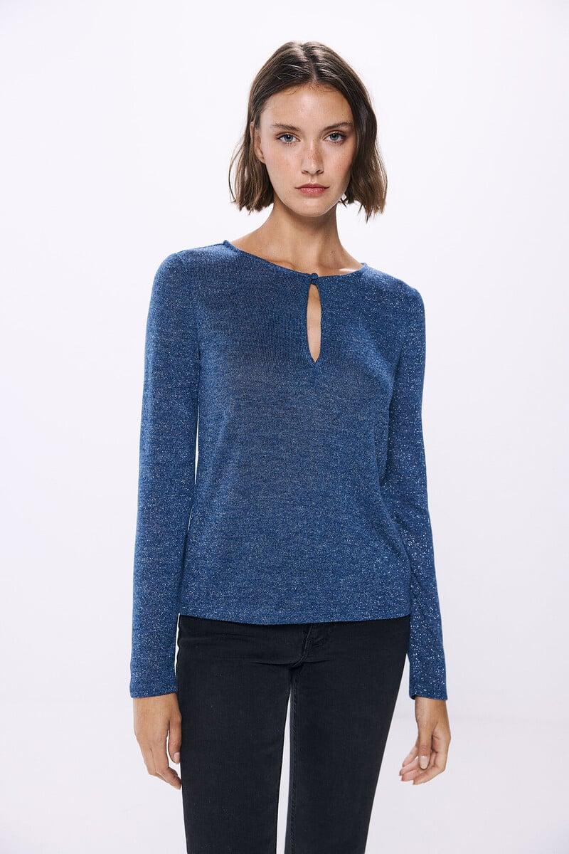 Cortefiel Camiseta Lurex Abertura Escote