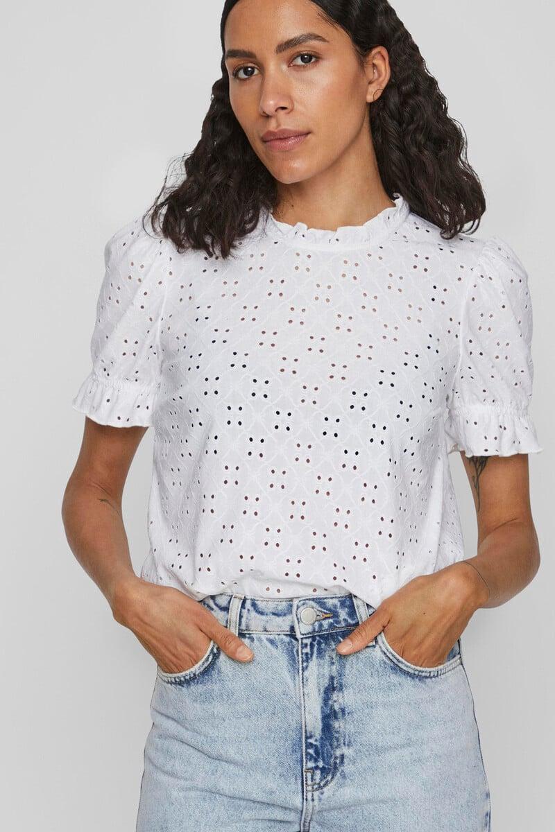 Cortefiel Camiseta Manga Abullonada Con Volante