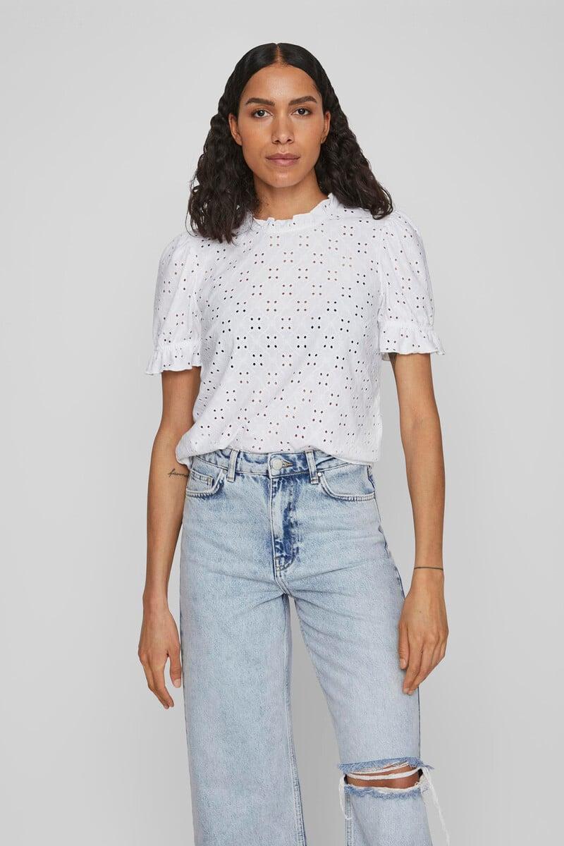 Cortefiel Camiseta Manga Abullonada Con Volante