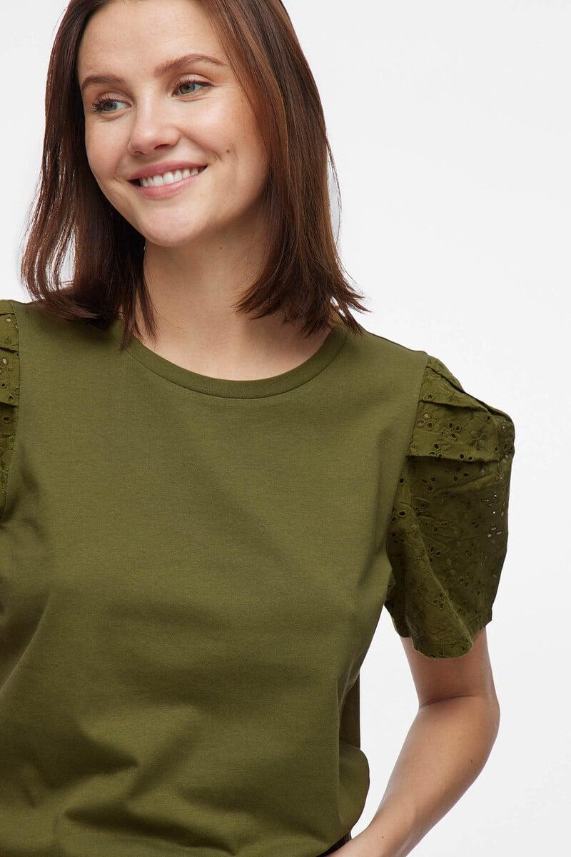 Cortefiel Camiseta Manga Bordado Inglés