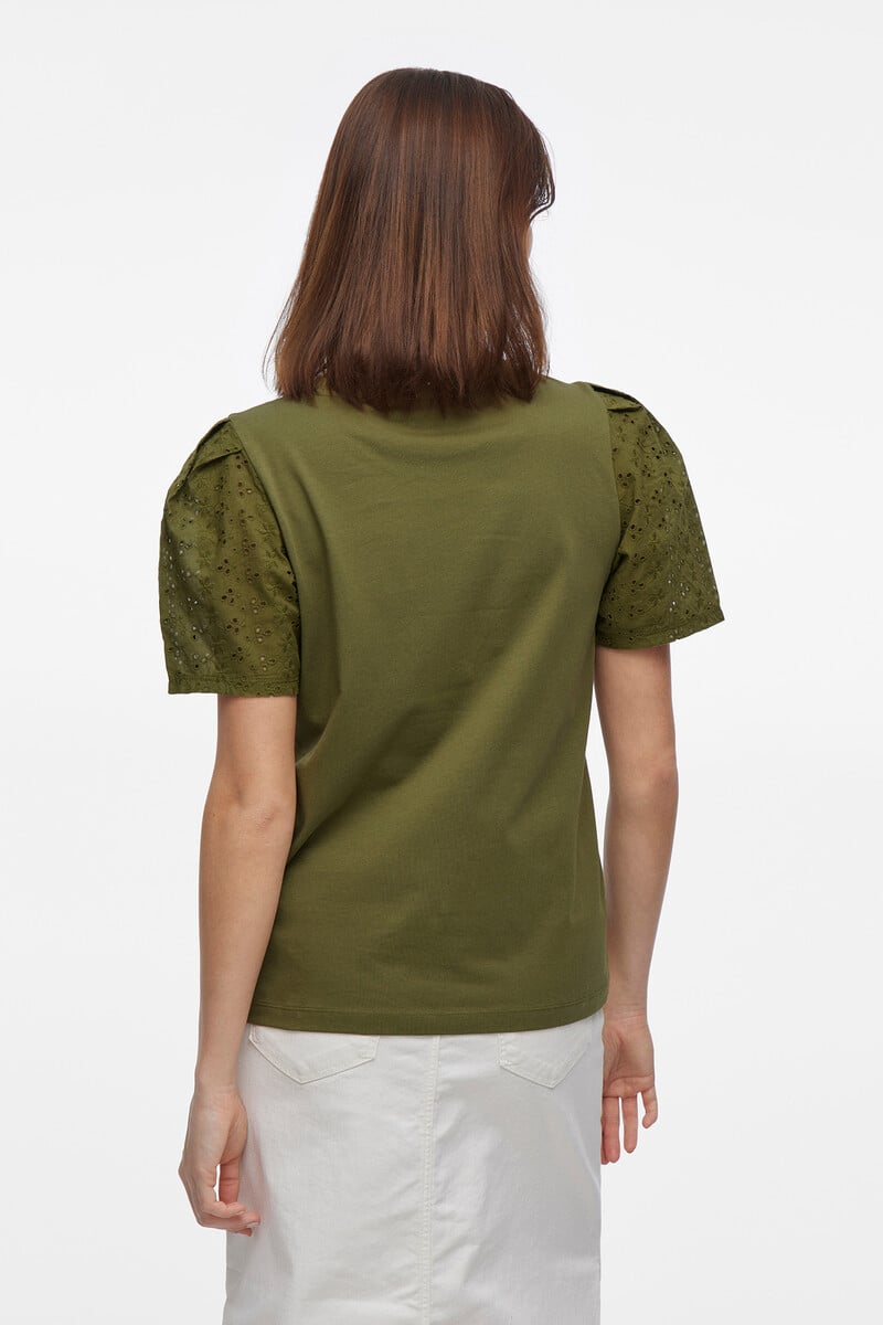 Cortefiel Camiseta Manga Bordado Inglés