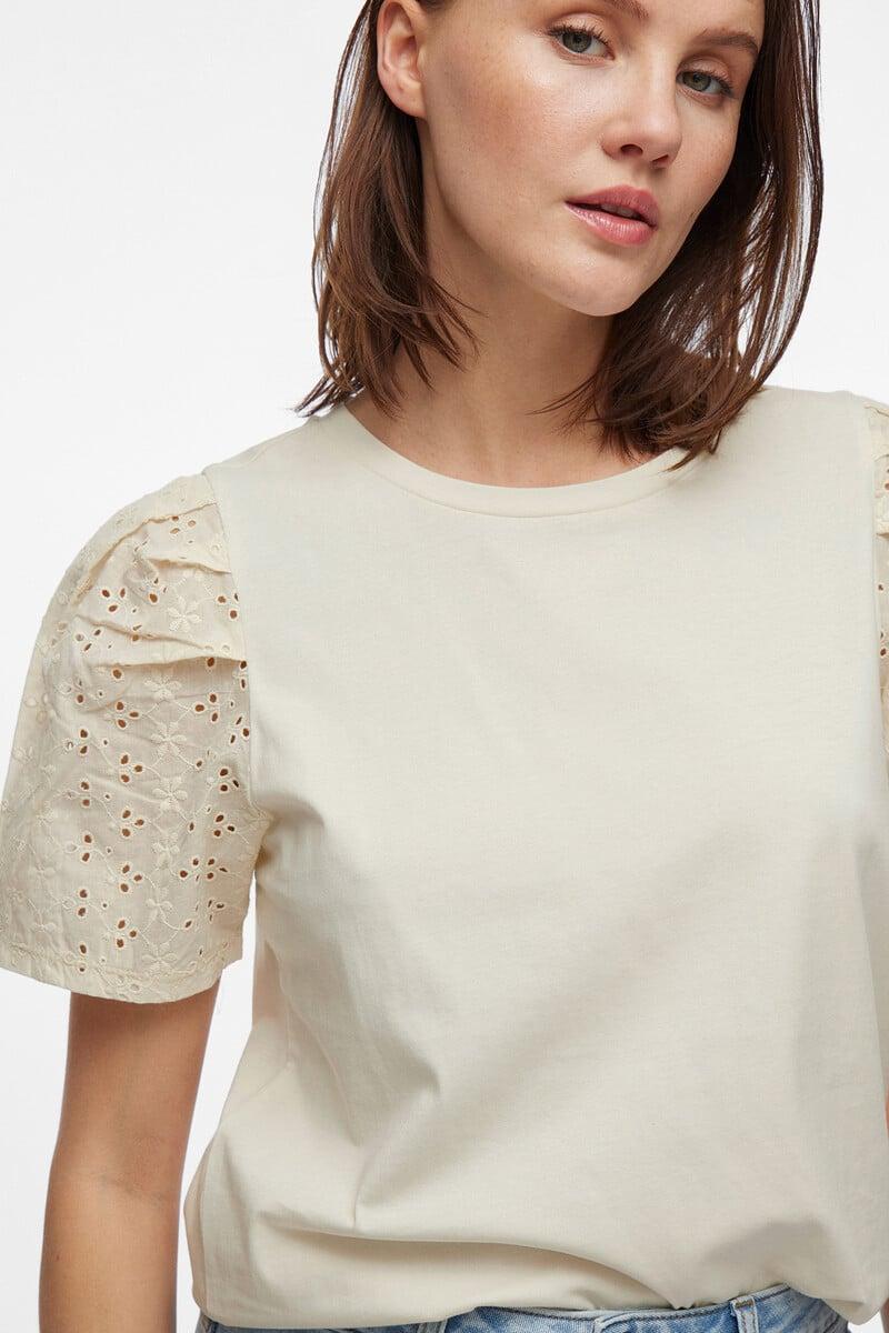 Cortefiel Camiseta Manga Bordado Inglés