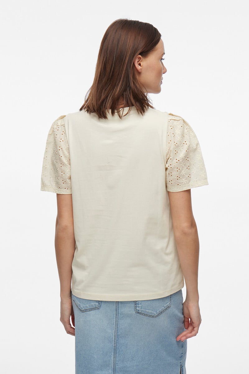 Cortefiel Camiseta Manga Bordado Inglés