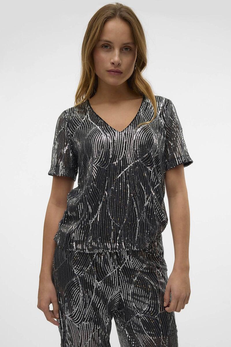 Cortefiel Camiseta Manga Corta Lentejuelas