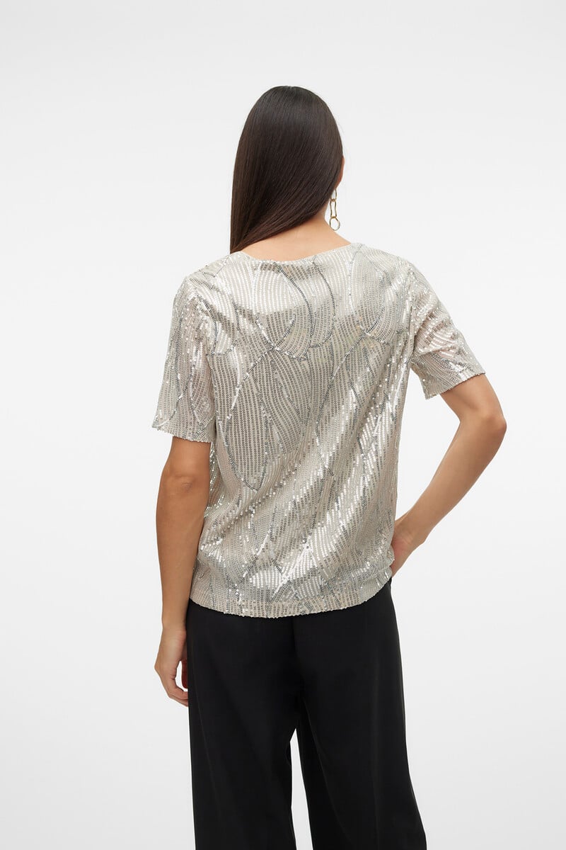 Cortefiel Camiseta Manga Corta Lentejuelas