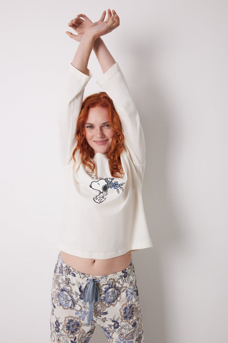 Cortefiel Camiseta manga larga 100% algodón Snoopy