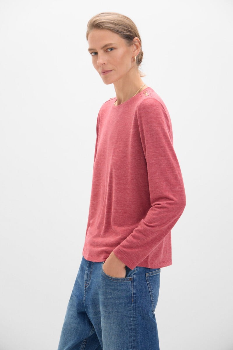 Cortefiel Camiseta Manga Larga Con Botones
