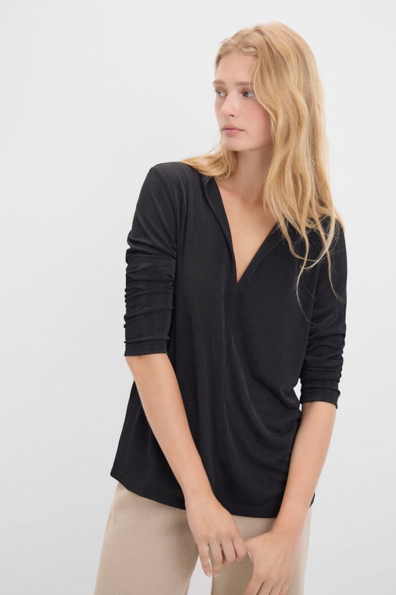 Cortefiel Camiseta manga larga crepé