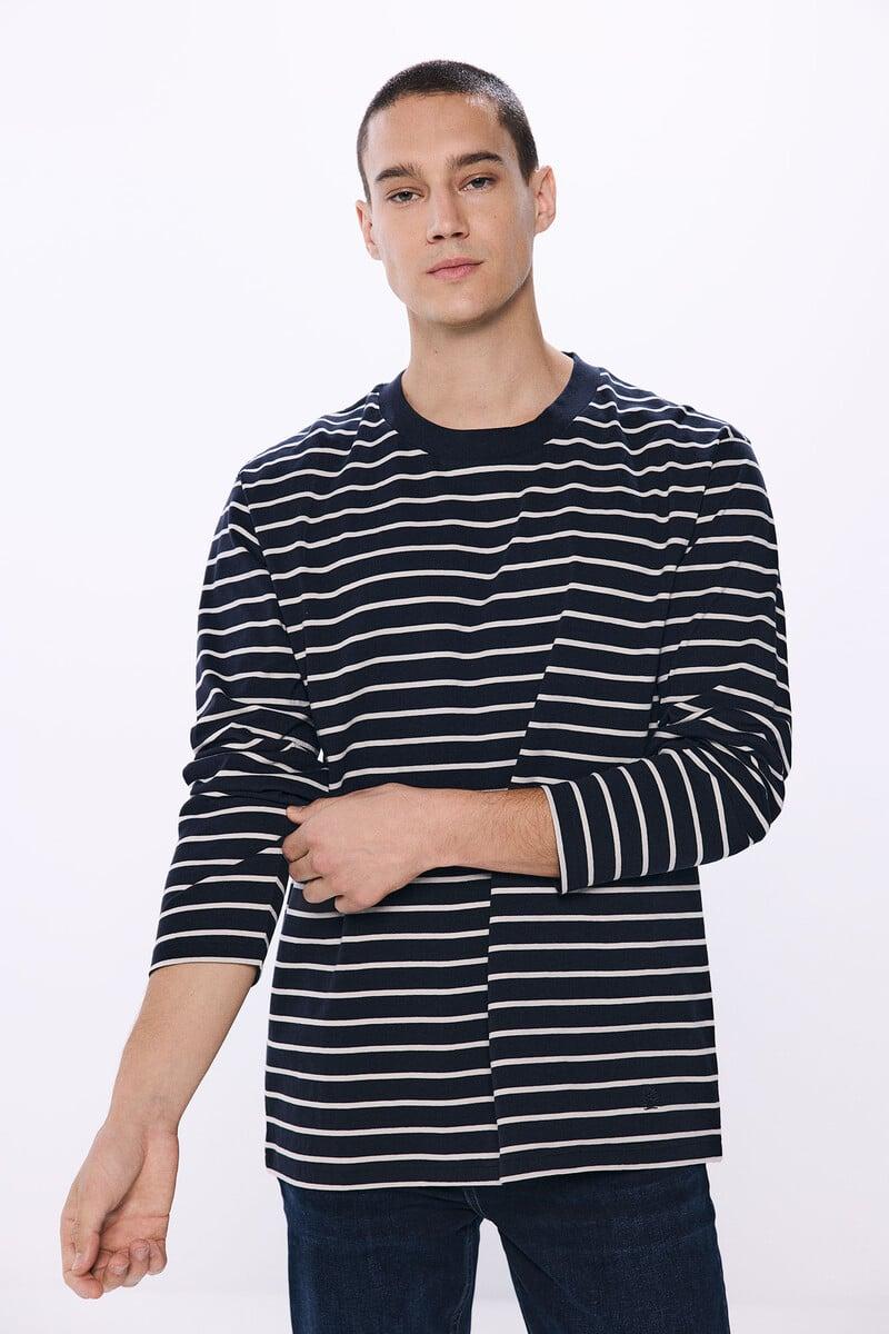 Cortefiel Camiseta Manga Larga Raya Marinera