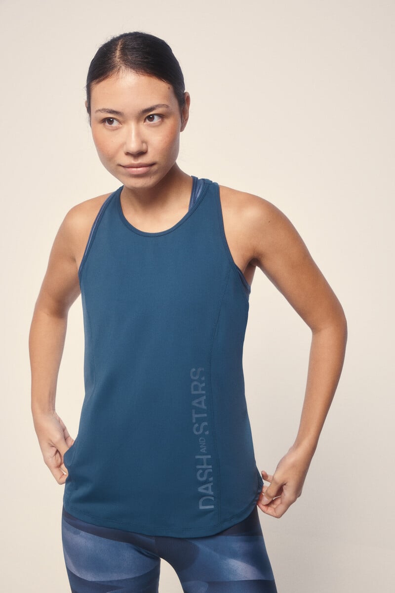 Cortefiel Camiseta Microfibra Halter Azul