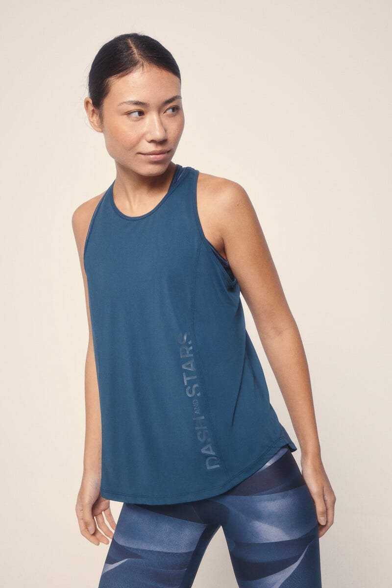Cortefiel Camiseta Microfibra Halter Azul