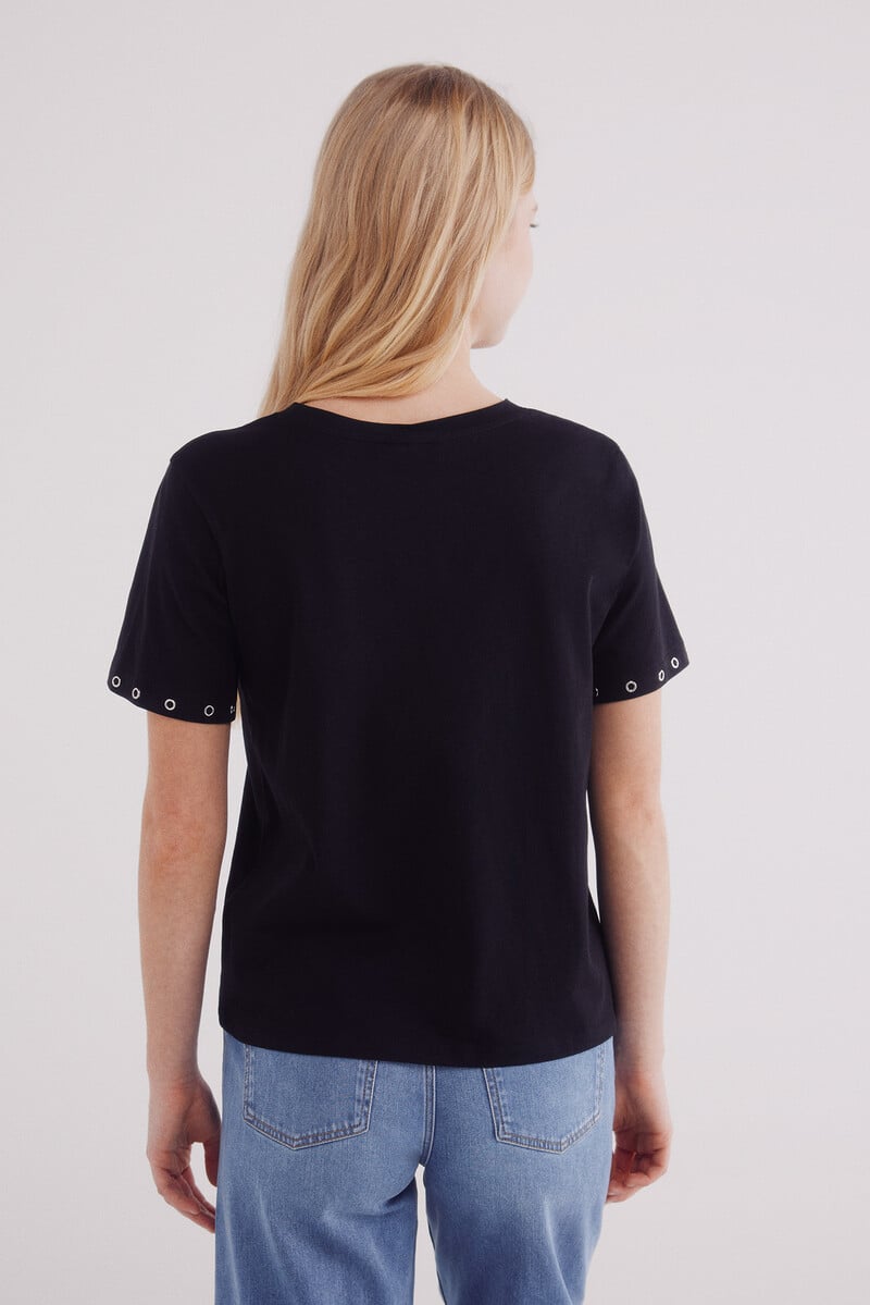 Cortefiel Camiseta Ojales Metálikcos Mangas