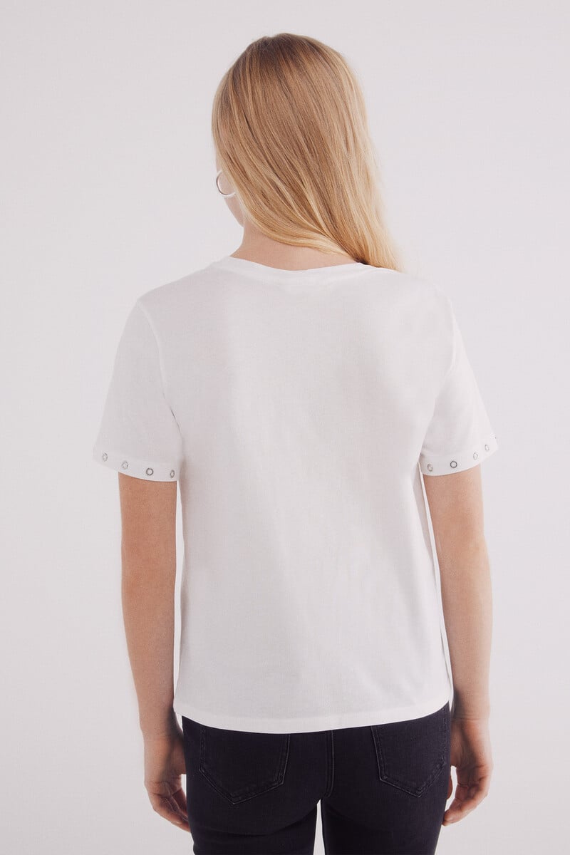 Cortefiel Camiseta Ojales Metálikcos Mangas