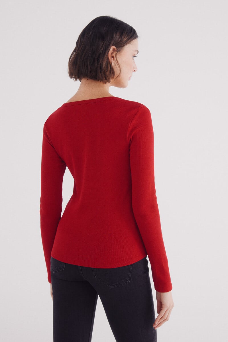 Cortefiel Camiseta Panadera Escote Botones
