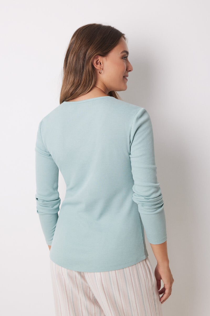 Cortefiel Camiseta Panadera Manga Larga Azul