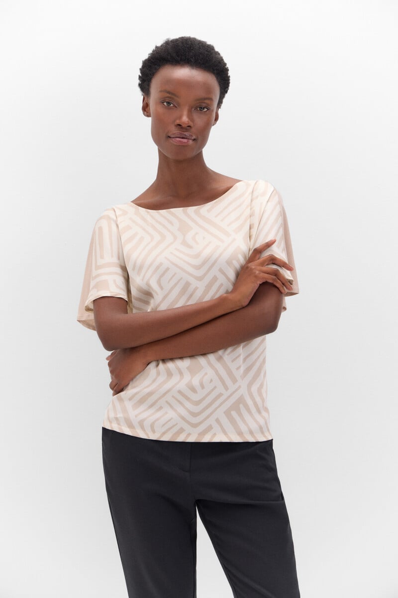 Cortefiel Camiseta Satinada Estampada