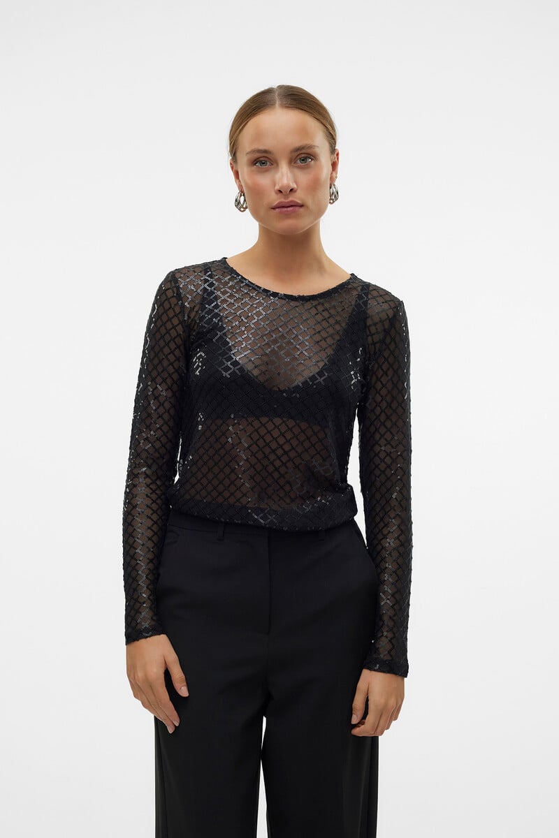 Cortefiel Camiseta Semitransparente Con Lurex