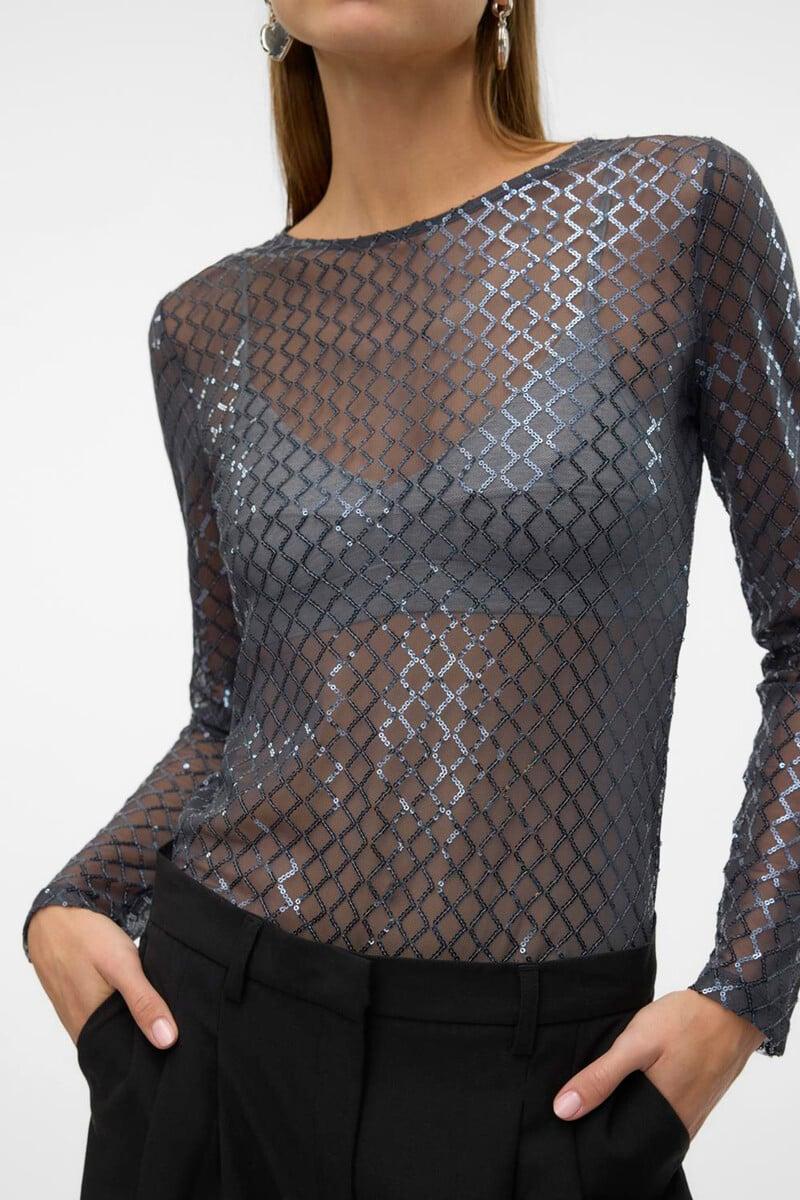 Cortefiel Camiseta semitransparente con lurex