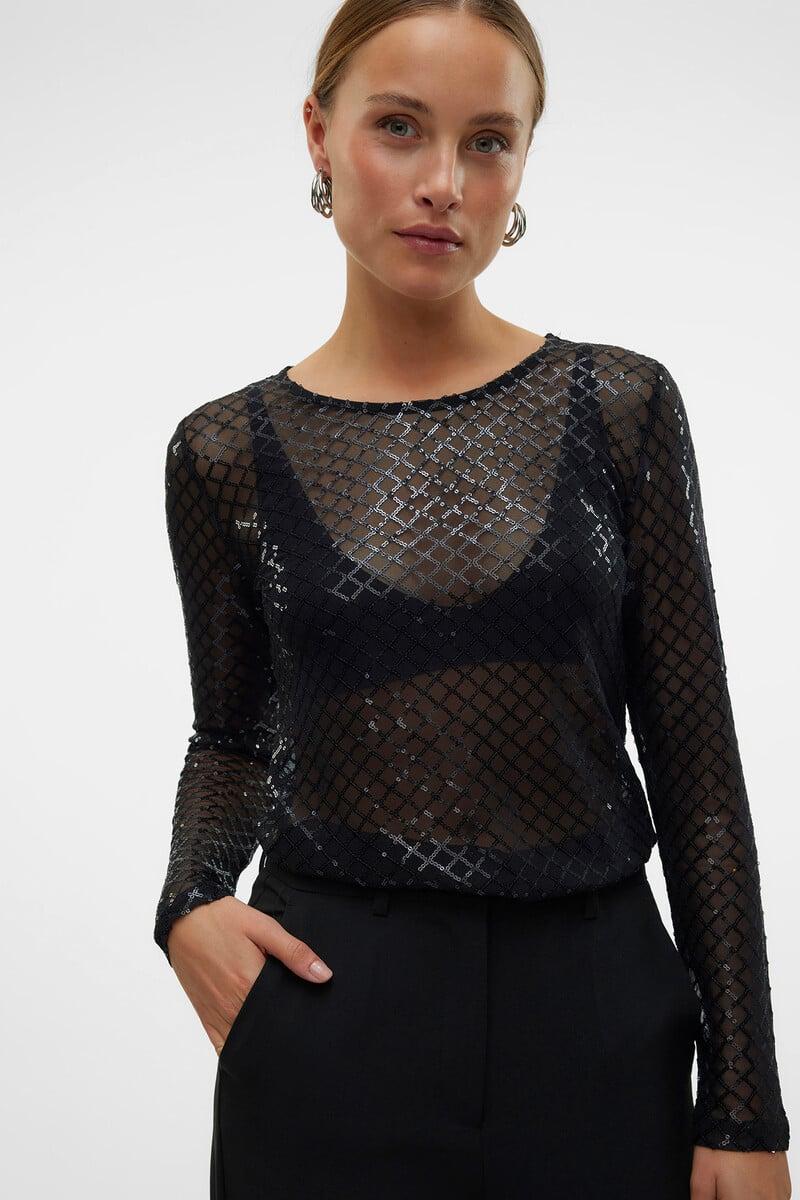 Cortefiel Camiseta semitransparente con lurex