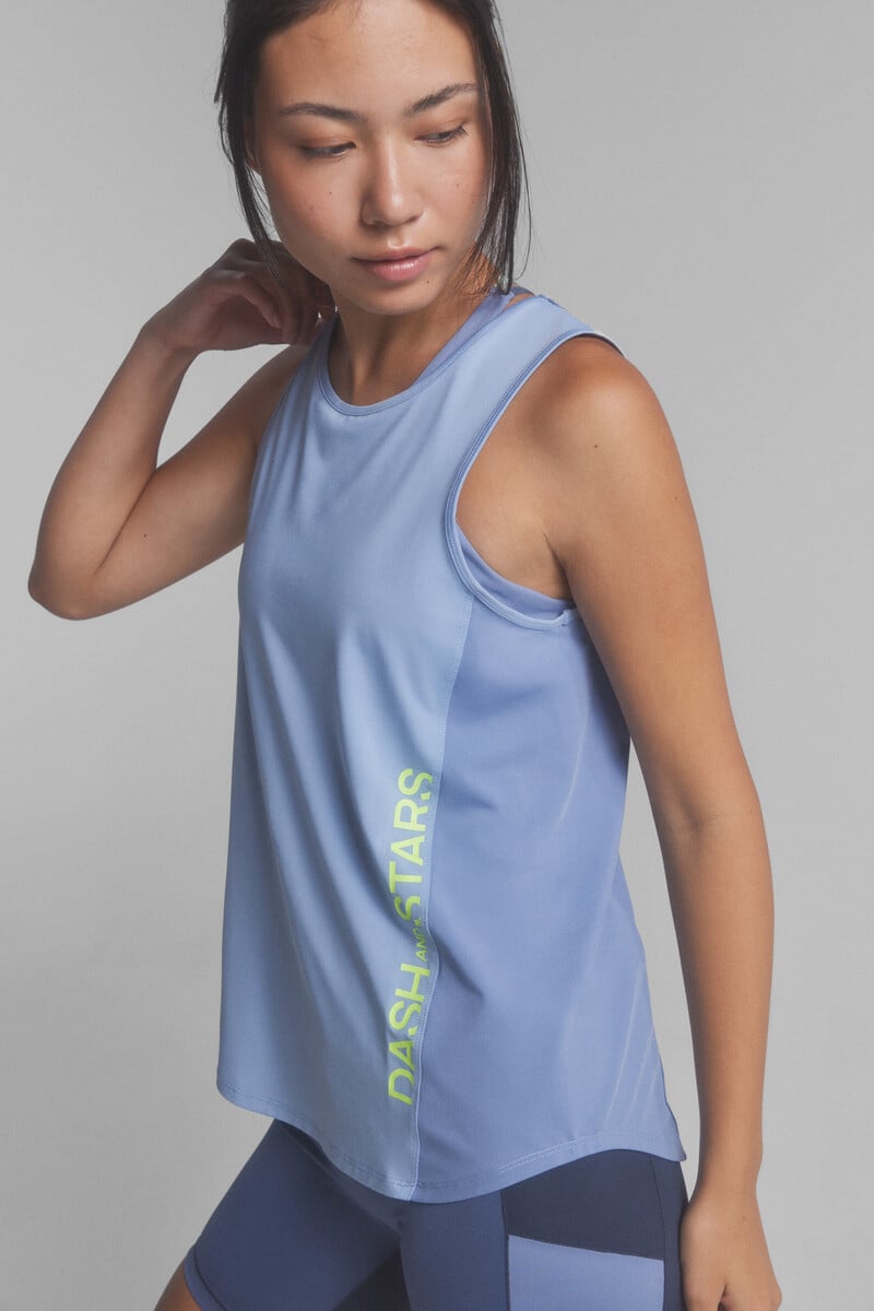 Cortefiel Camiseta Sin Mangas Tejido Técnico Azul