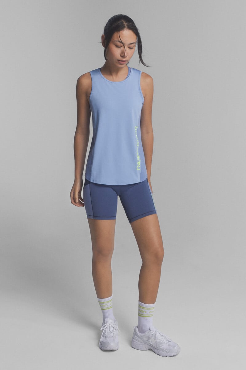 Cortefiel Camiseta Sin Mangas Tejido Técnico Azul