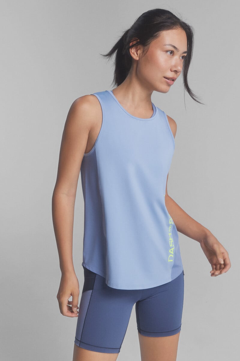 Cortefiel Camiseta sin mangas tejido técnico azul