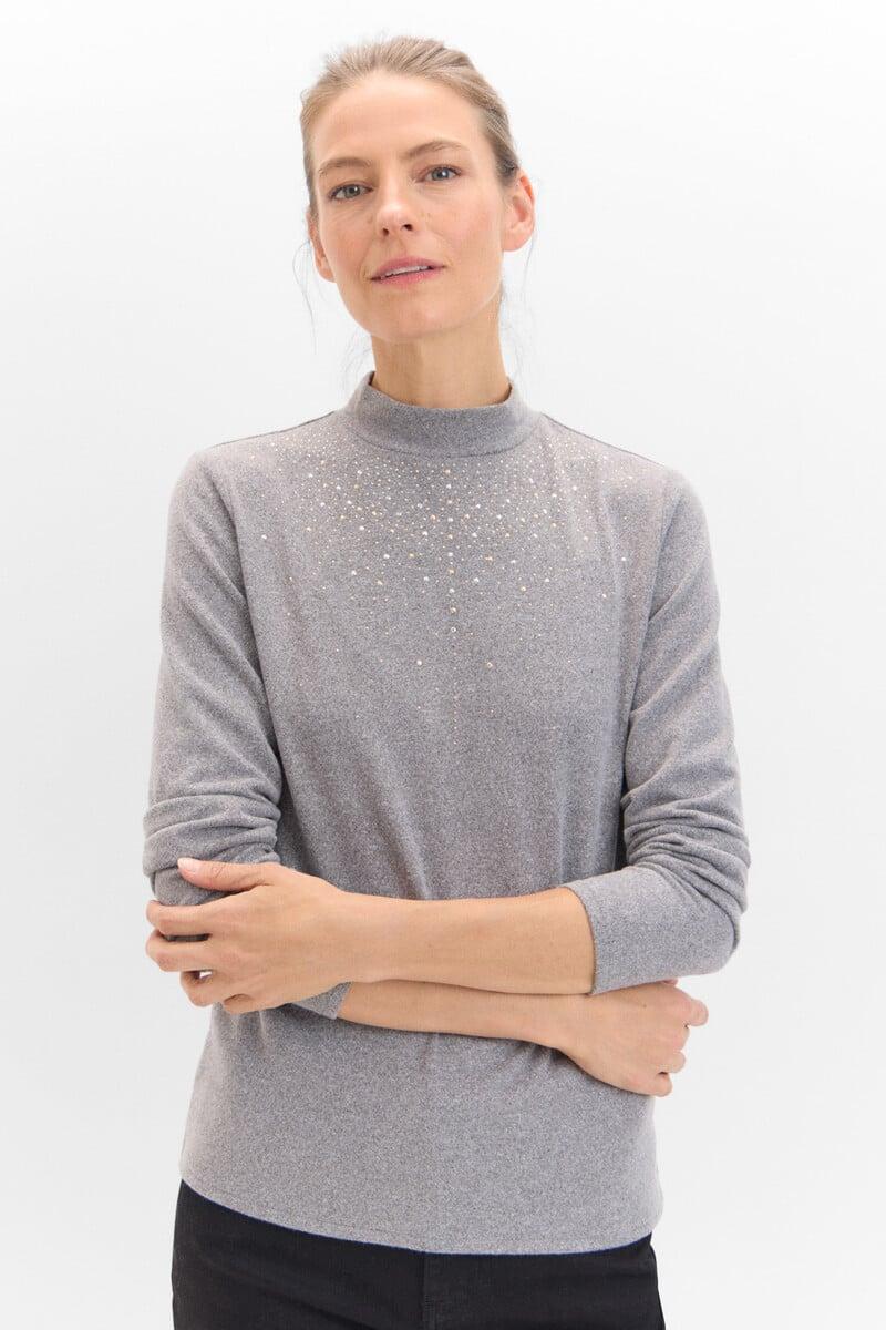Cortefiel Camiseta Tacto Suave Strass