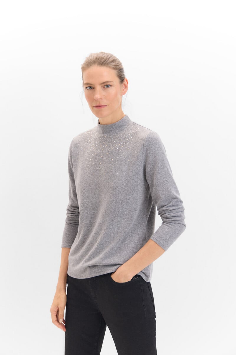 Cortefiel Camiseta Tacto Suave Strass