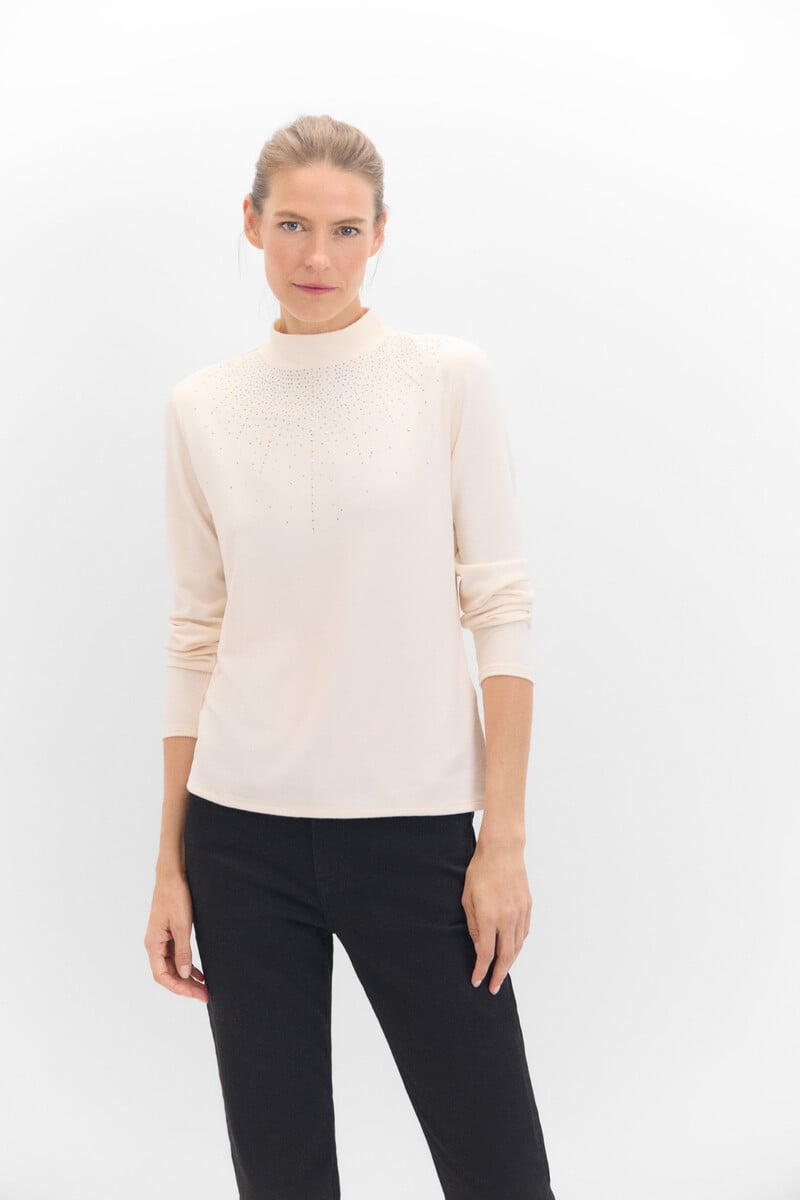 Cortefiel Camiseta Tacto Suave Strass