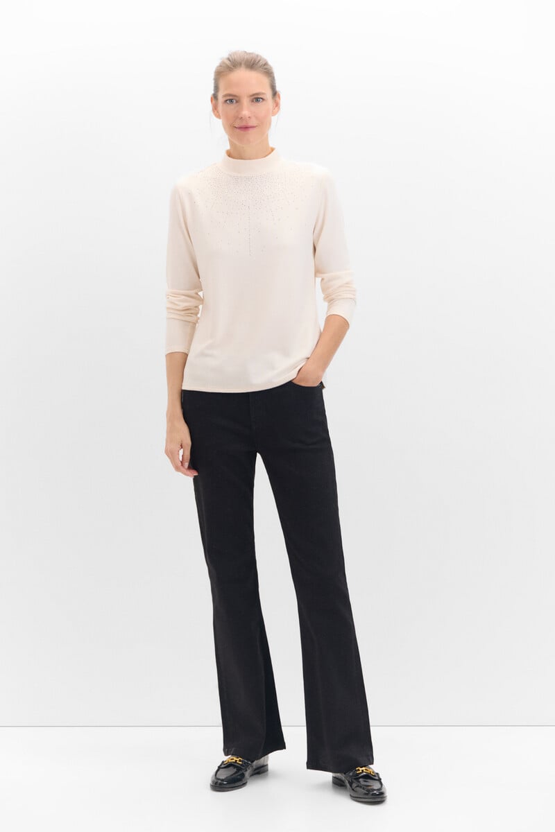 Cortefiel Camiseta Tacto Suave Strass