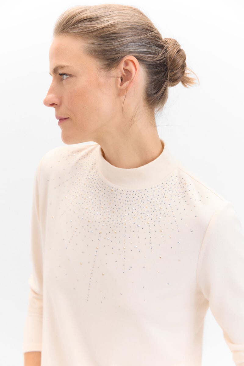 Cortefiel Camiseta tacto suave strass