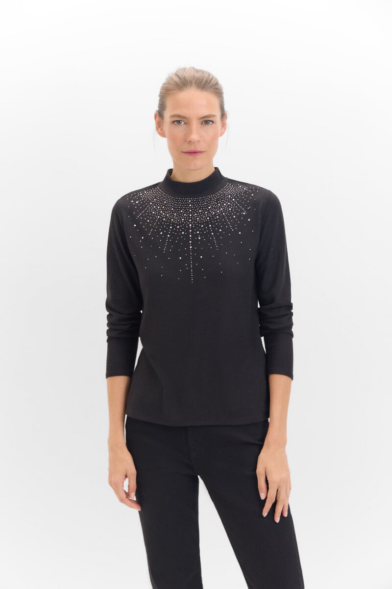 Cortefiel Camiseta Tacto Suave Strass
