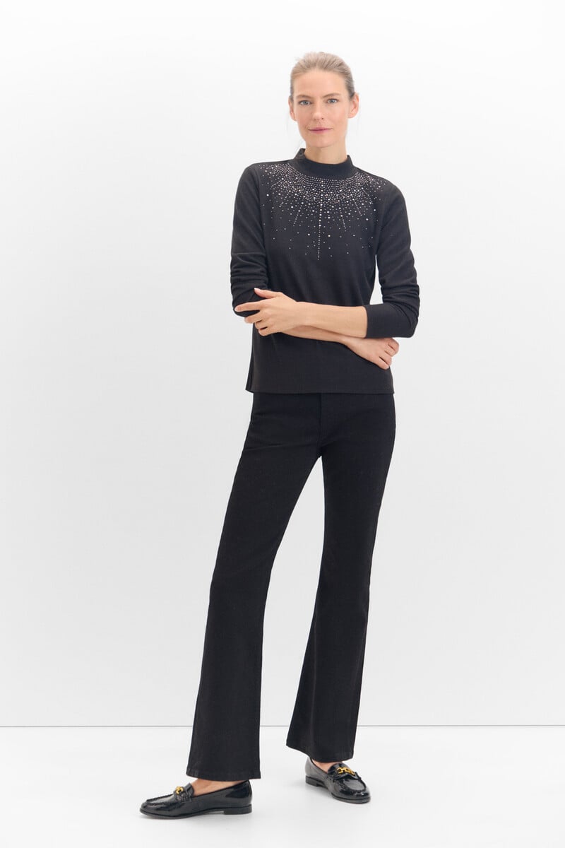 Cortefiel Camiseta Tacto Suave Strass