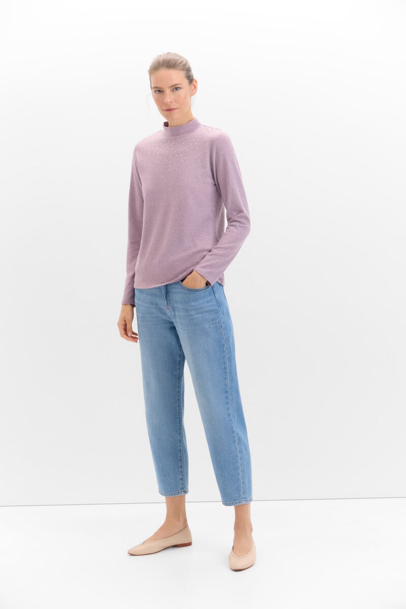 Cortefiel Camiseta Tacto Suave Strass