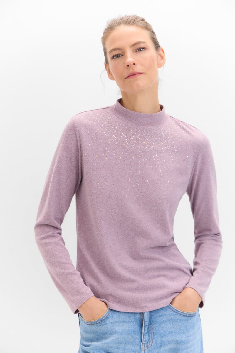 Cortefiel Camiseta tacto suave strass