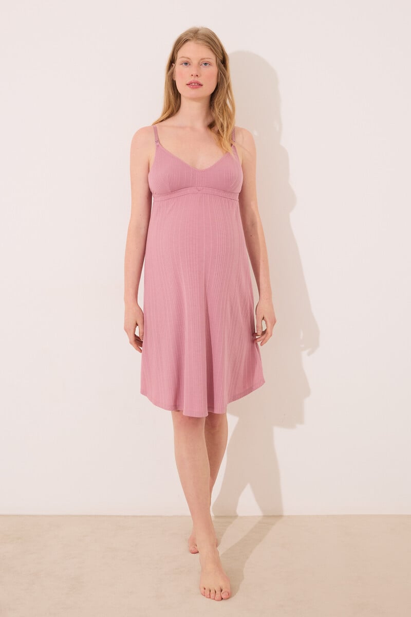 Cortefiel Camisón Corto "maternity" Pointelle Rosa