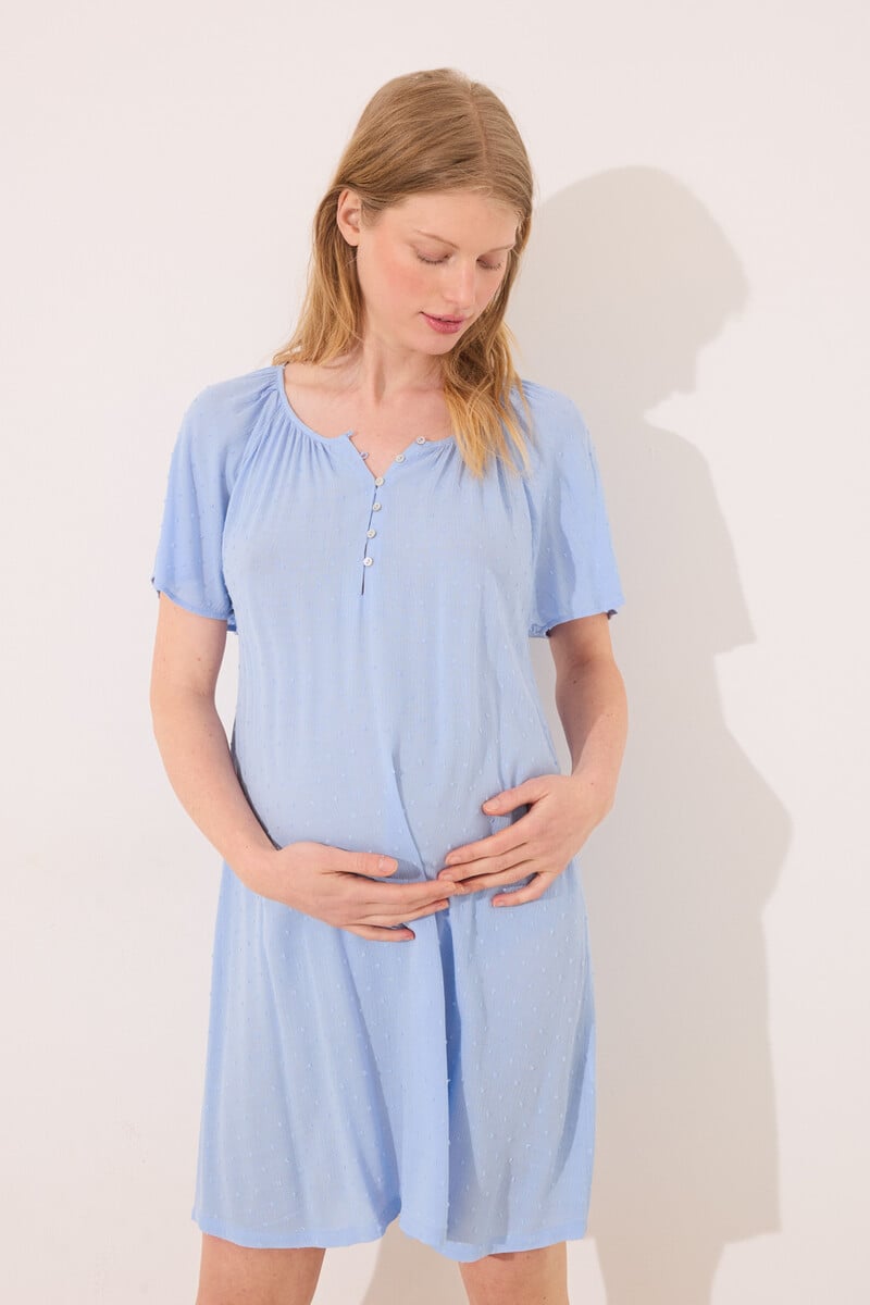 Cortefiel Camisón Corto "maternity" Viscosa Azul