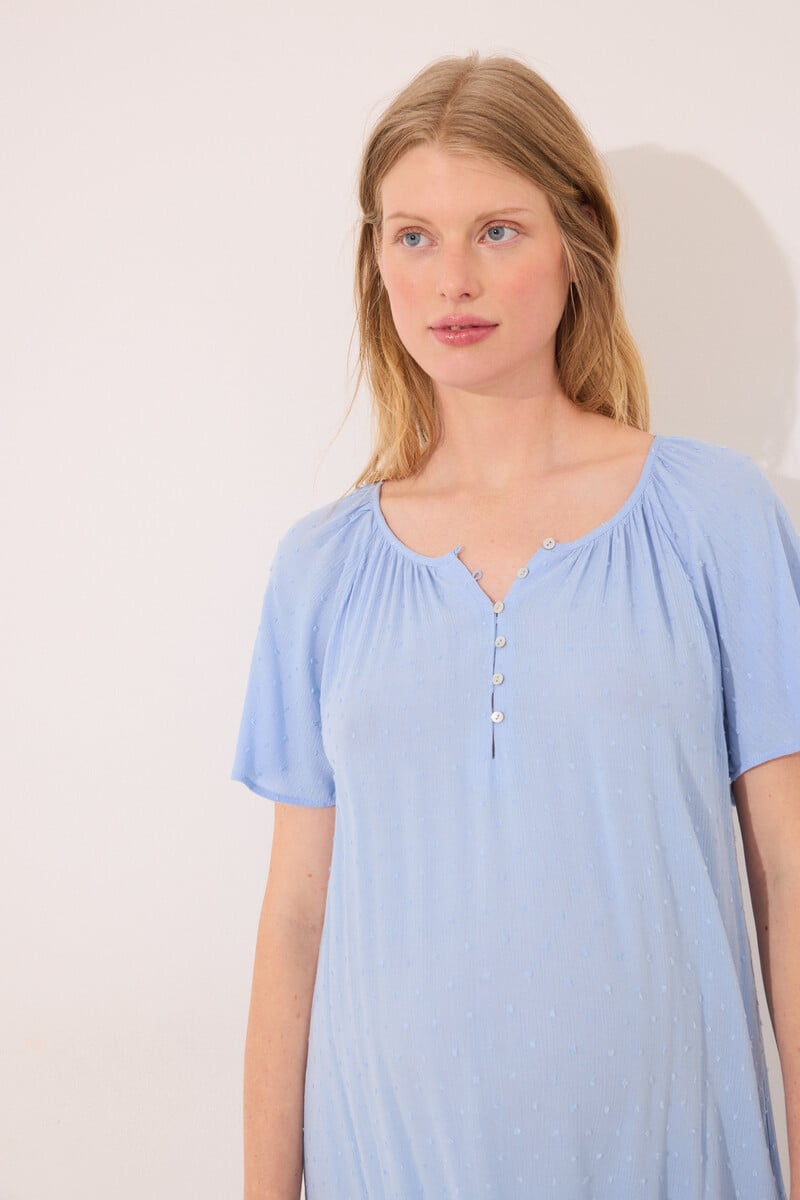 Cortefiel Camisón Corto "maternity" Viscosa Azul