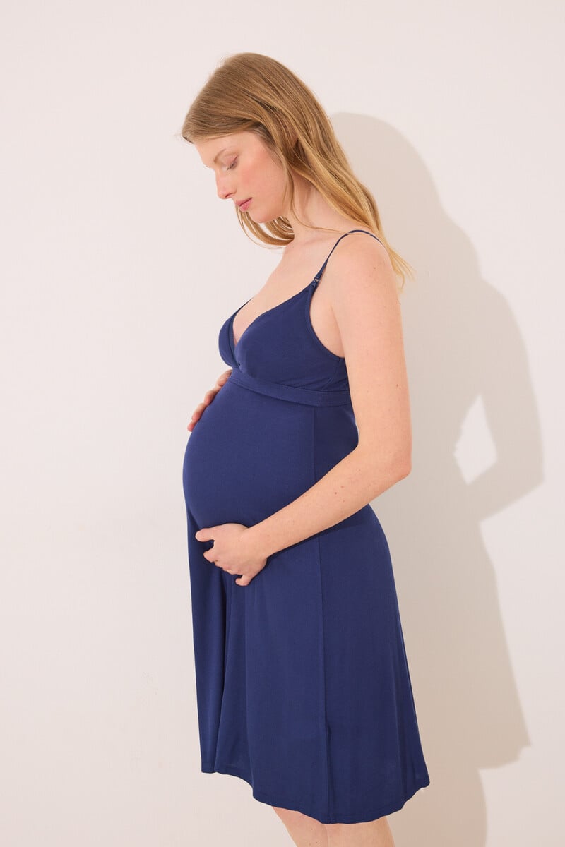 Cortefiel Camisón corto "maternity" viscosa azul